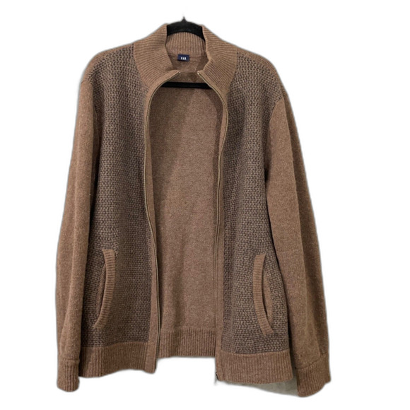 VTG. Gap lambswool cardigan knit grandpa Sweater Men XL Brown pockets Bloke core - Picture 3 of 16